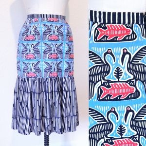 Anthropologie Blue and Pink A-Line Skirt